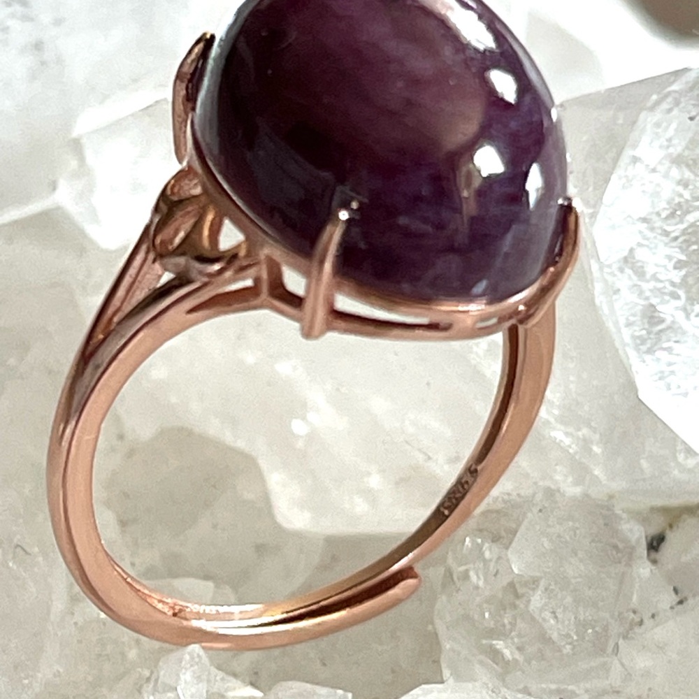 Raw Ruby Ring, S925 Rose Gold Adjustable Ring Uv … - image 7